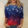 Women's Fashionable Casual Three Quarter Sleeve Christmas Printed Collar Pullover Top
