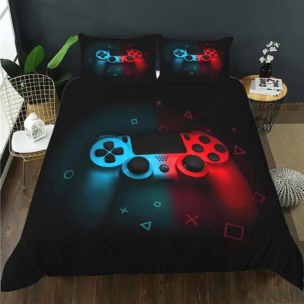 Gaming Bedding Set Game Bed Cover 135 For Adults Kids Soft Microfiber Modern Gamepad Duvet Cover Decorative With Pillowcase