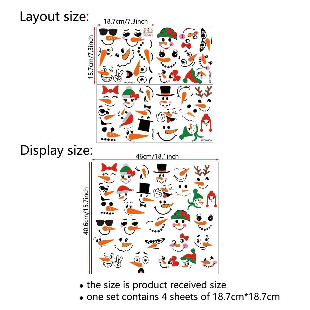 Christmas Creative Cute Carrot Snowman Emoticon Stickers Decoration, Suitable for Motorcycle Body and Rearview Mirror Decoration