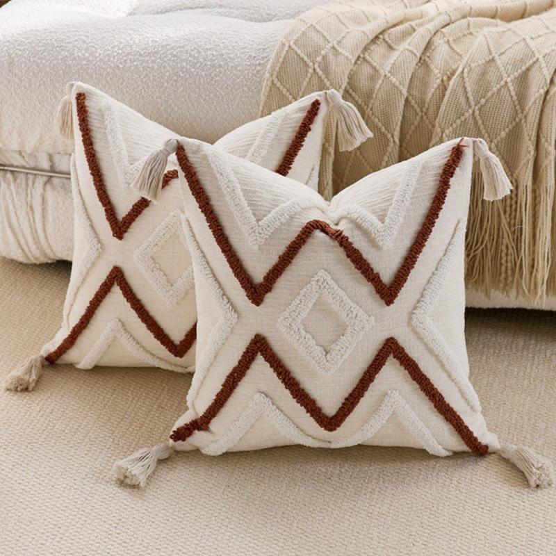 Weiche Chenille-Tufting-Kissenbezüge Boho Bauernhaus Kissenhülle mit Quasten für Haus Wohnzimmer Bett Sofa Dekor