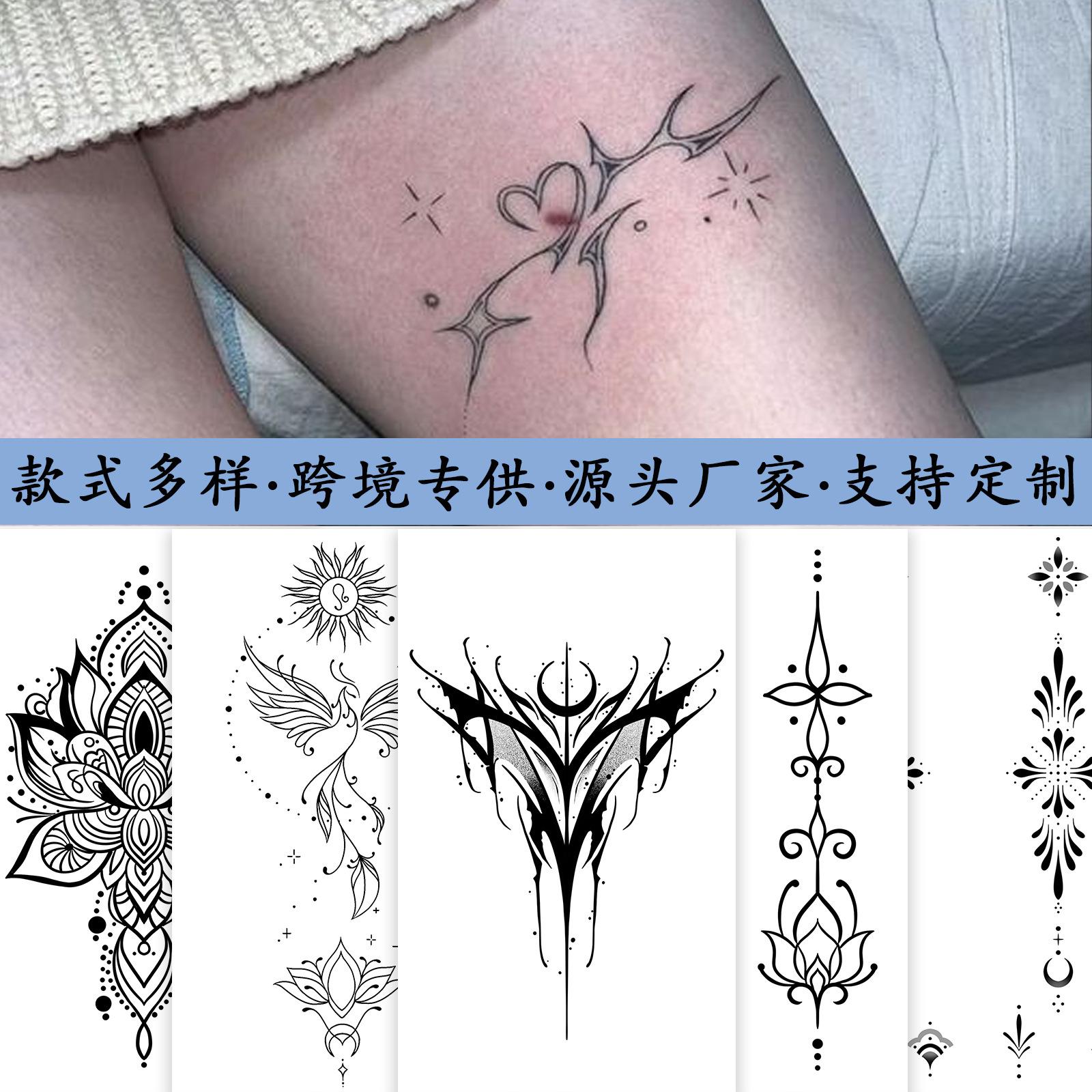 Glow Makeup Unisex Premium Sense Thorns Totem Star Cross Ribbon Butterfly Spine Finger Tattoo Sticker