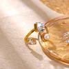 Exquisite Irregular Imitation Pearl Rings for Women Vintage Stainless Steel Zircon Open Rings Wedding Party Jewelry Gifts