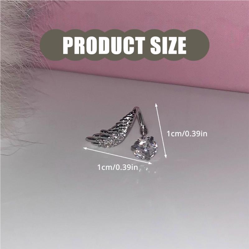 Stylish Rhinestones Embellished Wing Ear Bone Nail For Women Elegant Crystal Cartilage Stud Earring Trendy Jewelry