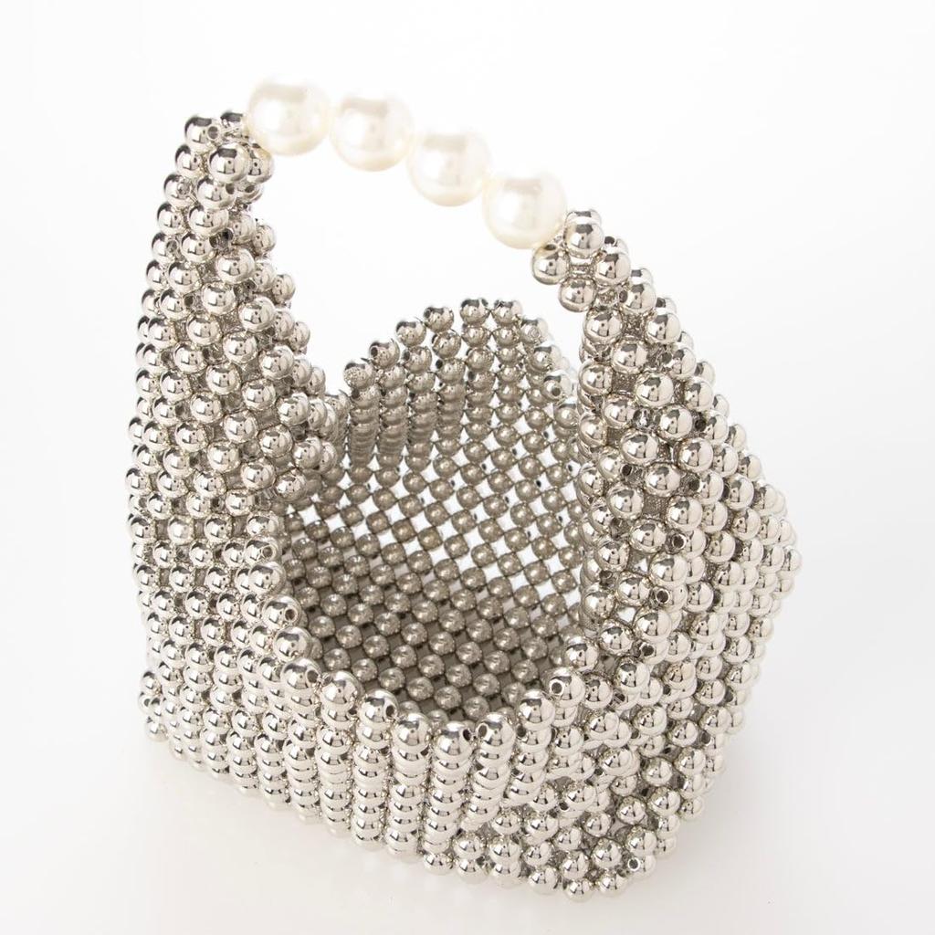 Silberne Perlen-Tragetasche