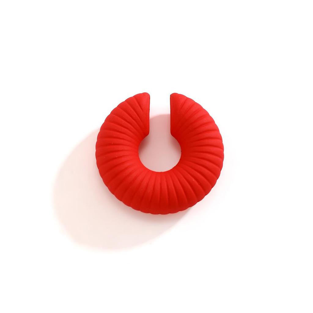 Colorful Ribbed Striped Non-Piercing Single Ear Clip Circle Stud for Women