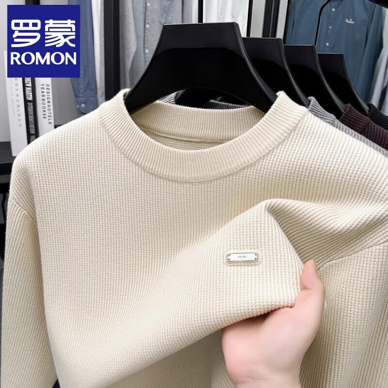 ROMON Men's Round Neck Thick Warm Knit Sweater
