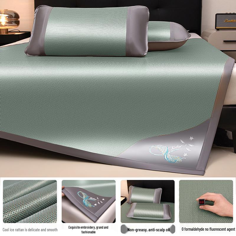 

Комплект прохладных матов из ледяного шелка и ротанга: Охлаждающий коврик из 3 частей для односпальных/двуспальных кроватей - Идеально для лета и использования в общежитии 0.9m x 1.95m Mat Only