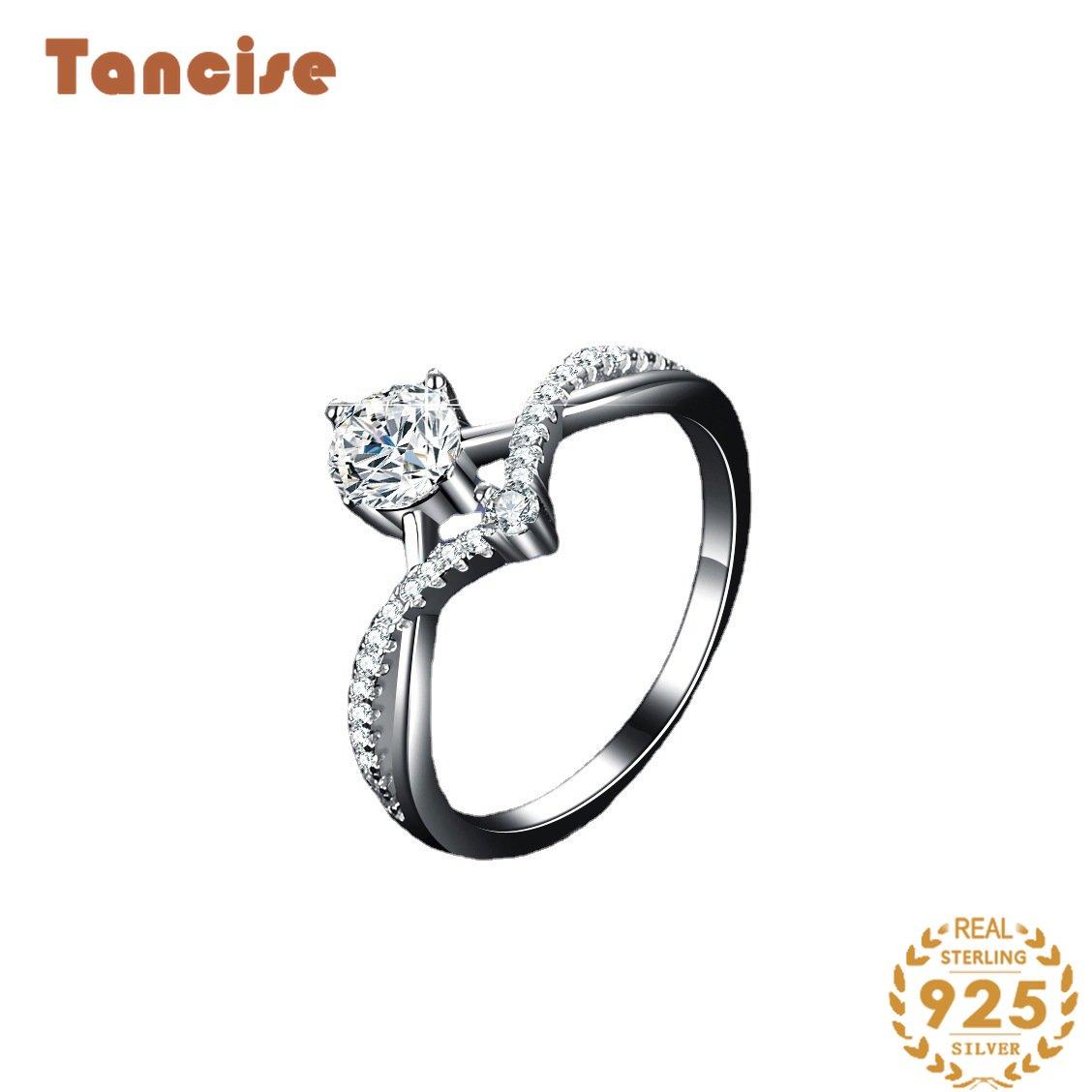 Tancise klassischer Moissanit-Silberring für Damen, Schmuck, Hochzeitsversprechen, Party-Geschenk_voghion.com