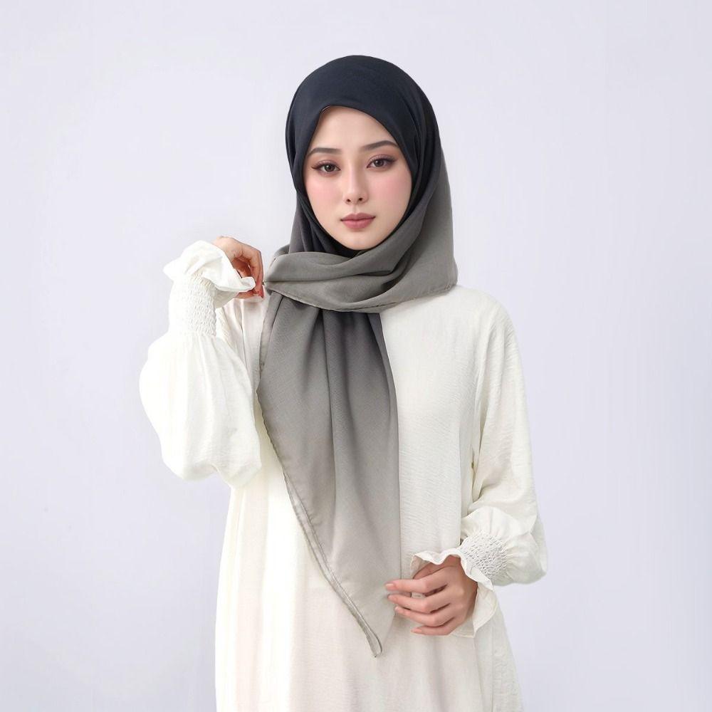 Square Shape Gradient Square Scarf Large Size Islamic Shawl Head Wrap Scarf Neck Decoration