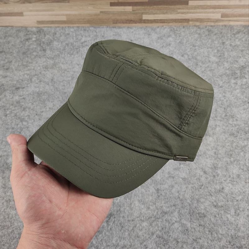 Fabric Flat Top Hat European and American Style Big Head Circumference Men's Hat Casual Fashion Deepening Military Hat One Piece Hair