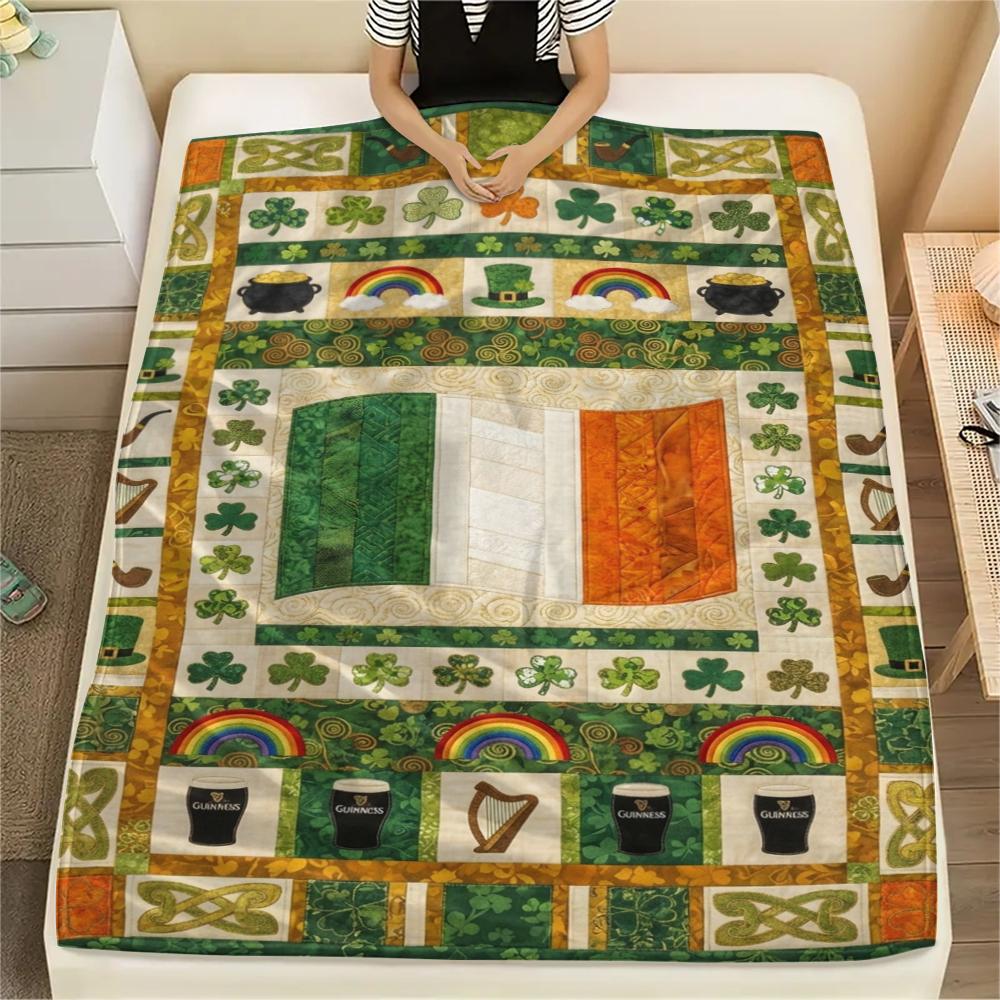 

1Pc St.Patrick s Day Print Flannel Blanket, High quality Comfortable for All Seasons, Home Decor, Warmth and Comfort, Perfect for Christmas Gifts W69 80cm x 120cm