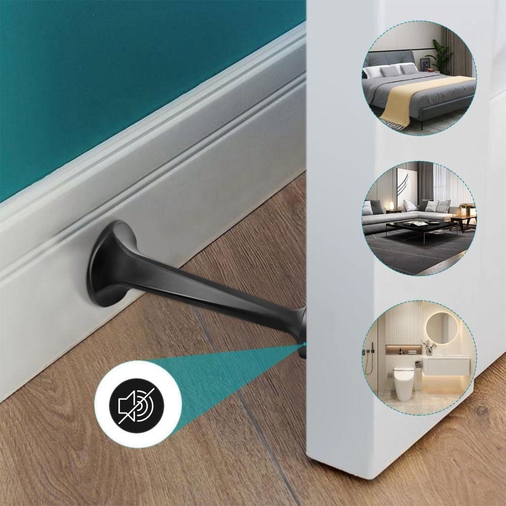 

Zinc Alloy Rubber Door Stopper With Screws Baseboard Door Stop for 2PCS Home Improvement золотий