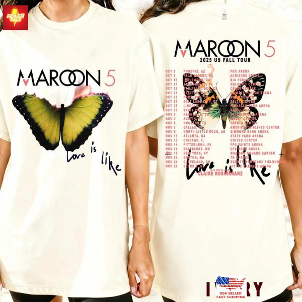 Maroon 5 2025 US Fall Tour Butterfly Graphic Tee Concert Merch Unisex T-shirt Unisex T-Shirt M