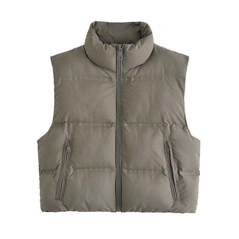 Fashion Style 2023 New Autumn and Winter Women's Sleeveless Slim Looking All-Matching Cotton-Padded Jacket Short Vest 3046214 505