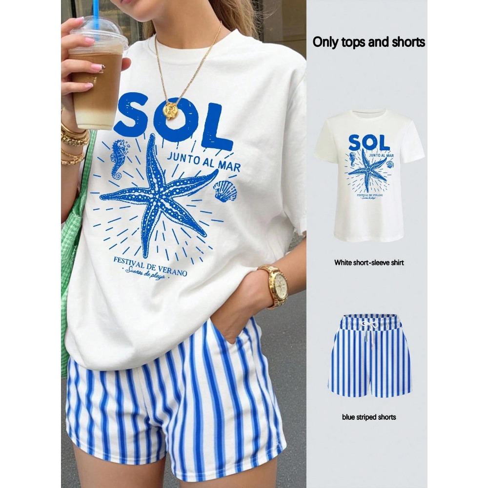 

25/26 New Summer American Street Trendy Hot Girl Ins Style Jersey Element T-shirt Set Casual Adult Oversized Women s Top Shorts S