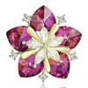 Crystal Peach Blossom Brooch For Women Men Flowers Party Office Badge Pins Gifts
