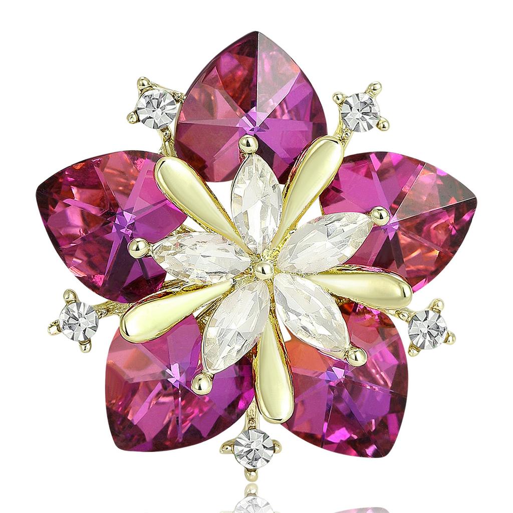 Crystal Peach Blossom Brooch For Women Men Flowers Party Office Badge Pins Gifts