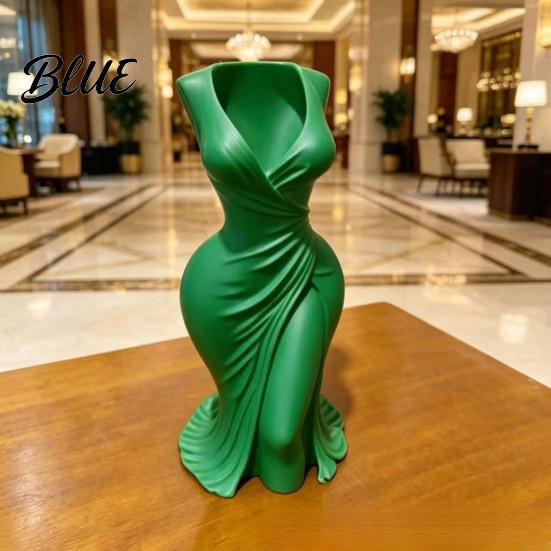 3D Printed Vase Elegant Dress-Style Vase Dual-Purpose Tabletop Decor with Flowing Pleated Skirt