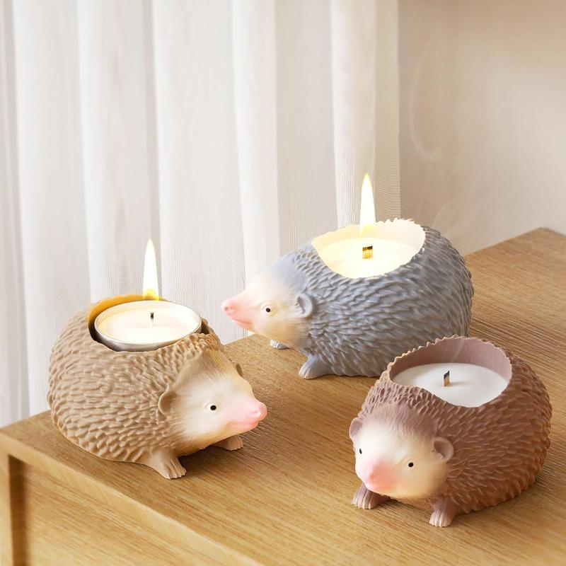 3D Hedgehog Candle Base Mold DIY Gypsum Dropper Ornament Mold Animal Silicone Mold