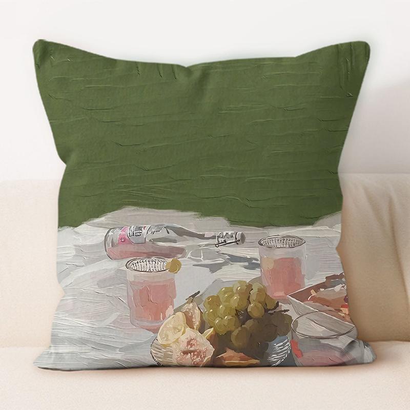"Artistic Wine & Grapes Leisure Throw Pillow Cover"