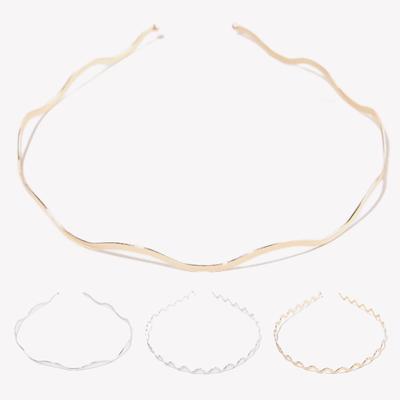 Kadın Metal Kafa Bandı Geometri Dalga Şekli Saç Çemberi Kaymaz Elastik Tasarım Patlama Saç Bandı Saç Aksesuarları