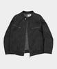 Placestudioman Vintage Oversized Neck Button Two-Way Leather Racing Biker Jacket_2 Colors