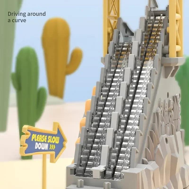 Electric Double Track Dinosaur Car Slide Climbing Stairs Adventure Dinosaur Railcar Music Educational Toys for Children Gift