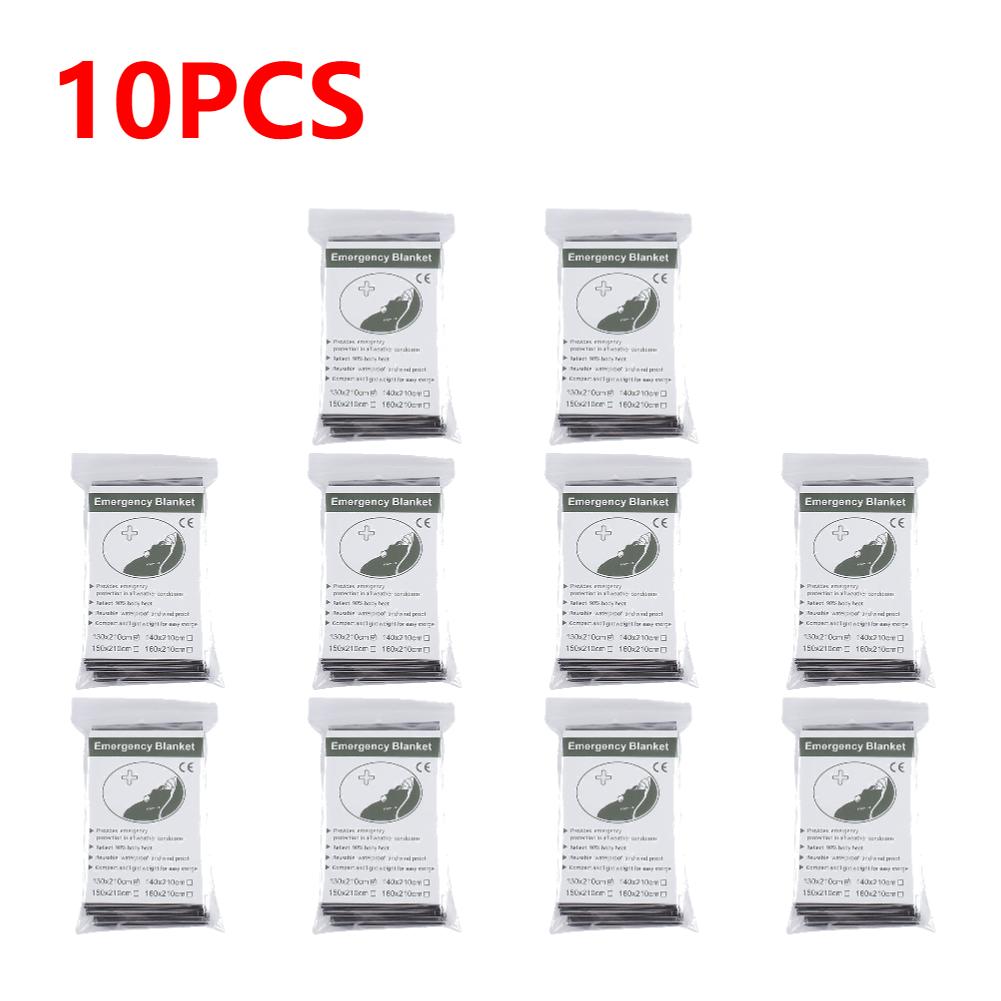 10-1PCS Outdoor Emergency Blanket Camping Foil Thermal Blanket Waterproof Windproof Sunshade Survive First Aid Rescue Blanket