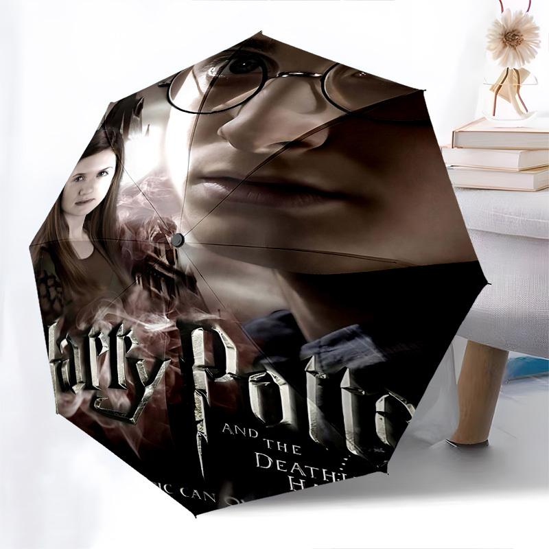1pc Harry Potter and the Deathly Hallows Automatic Folding Umbrella - Compact 8-Rib Design, Durable Plastic & Iron1305L