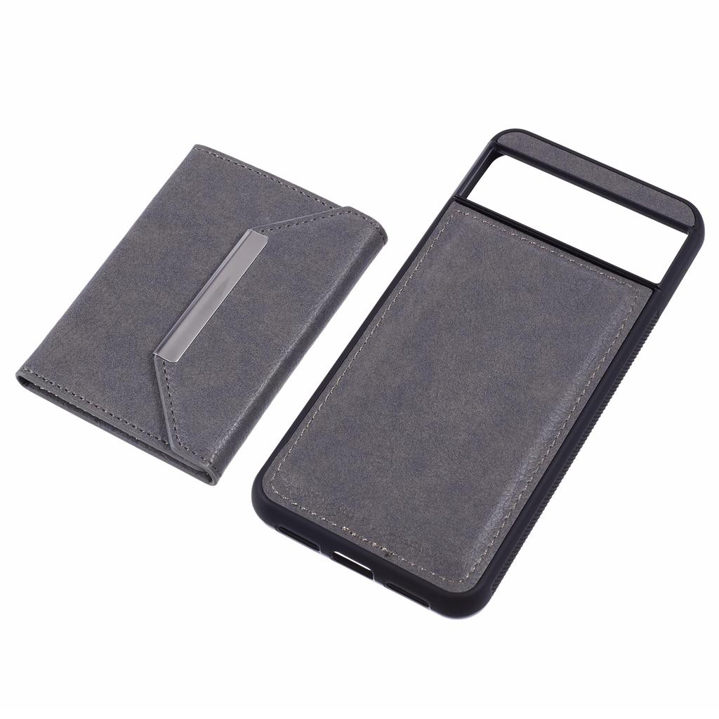 For Google Pixel 8 Case Leather Phone Back Cover with Card Slot Kickstand