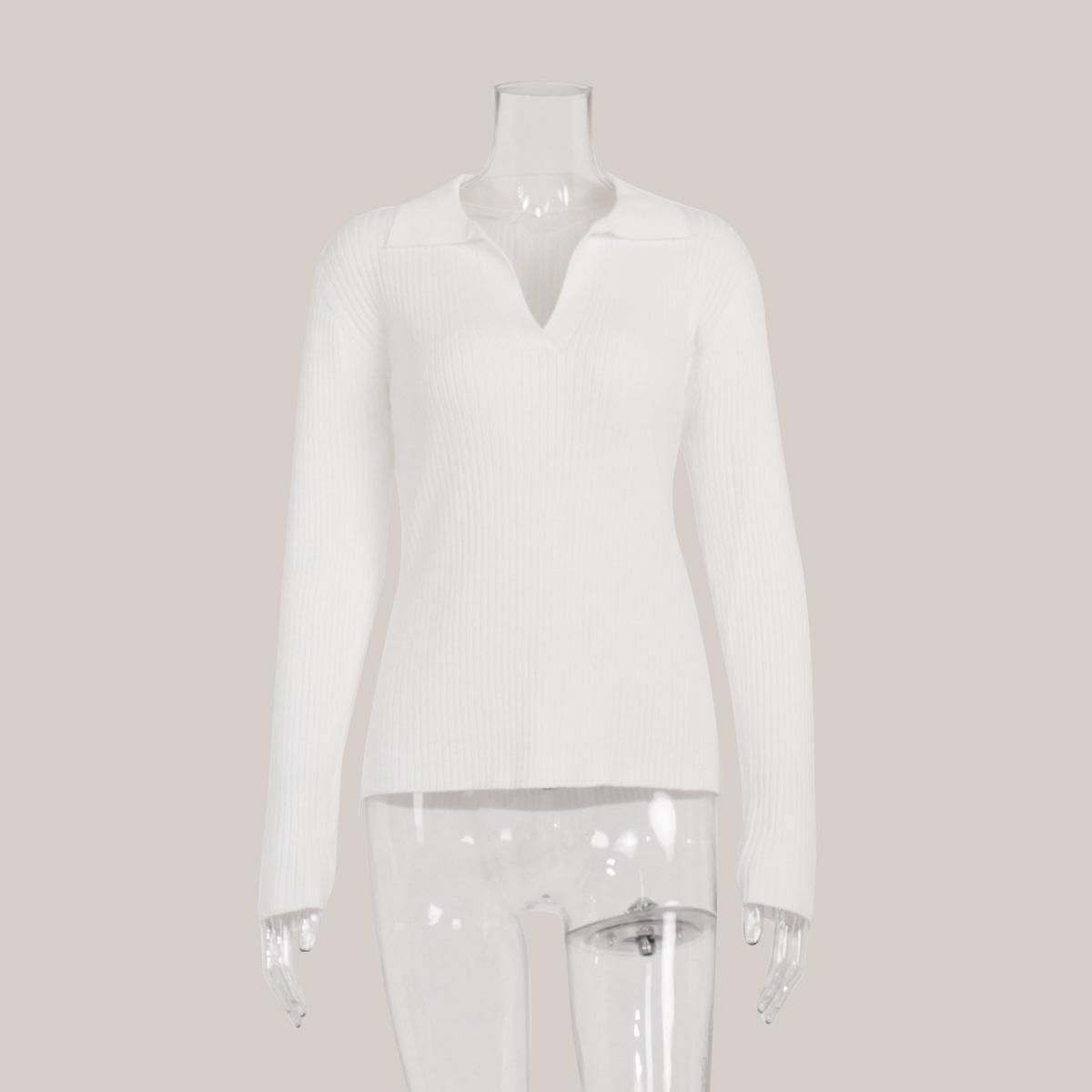 

Женский трикотажный свитер-пуловер с воротником-поло Commuter Slim-fit Base S белый