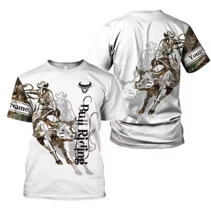 3D nordafrikansk oksetrykk-t-skjorte herre Overdimensjonert glatt spansk tyrefekting Løs t-skjorte Street Wear-t-skjorte sommer