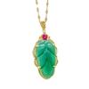 Luxurious Gold Branch Jade Leaf Necklace - Non-Fading, High-End Imitation Chalcedony