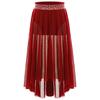 Girls Lyrical Contemporary Modern Dance Skirts Shiny Rhinestones Waistband Side Slit High Low Irregular Mesh Skirt Performance Costume