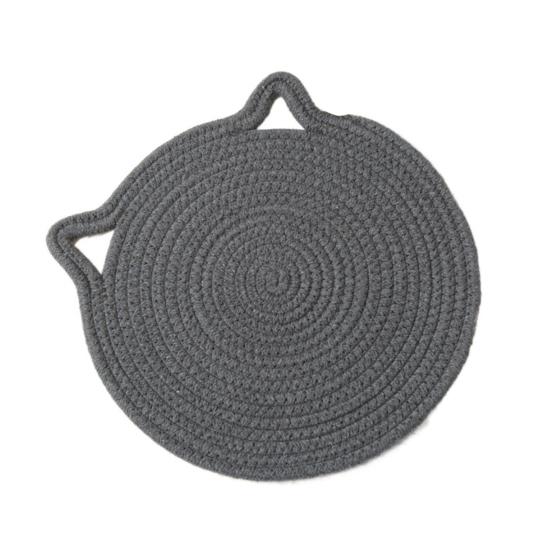 Cat Ear Cotton Coaster Placemat Handwoven Heat-Resistant Table Mat Non-Slip Absorbent Cute Kitchen Decor for Dining Home Use