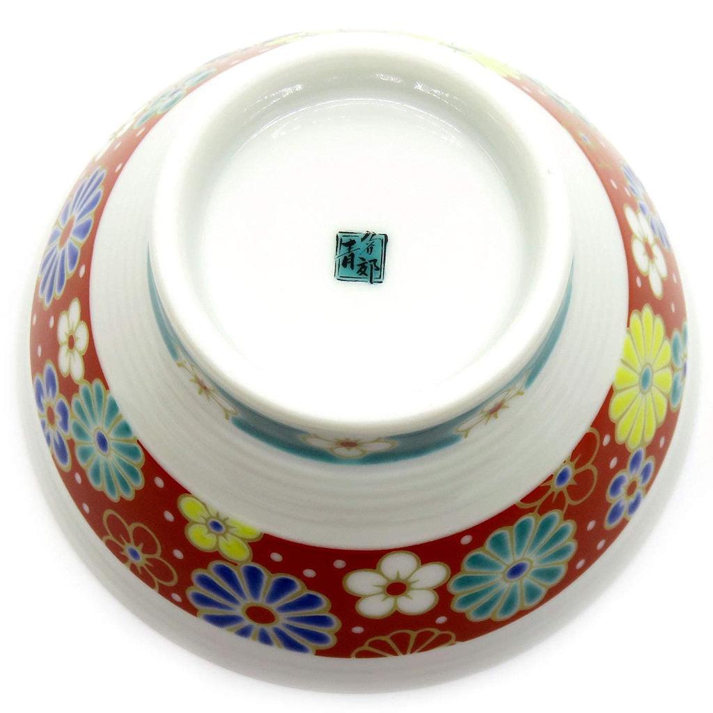 Waza no Kura Kutani Ware 1000-stöckige Reisschüssel Pflaumen-Chrysanthemen-Keramik stilvolles japanisches Geschirr Geschenk zum 60. Geburtstag