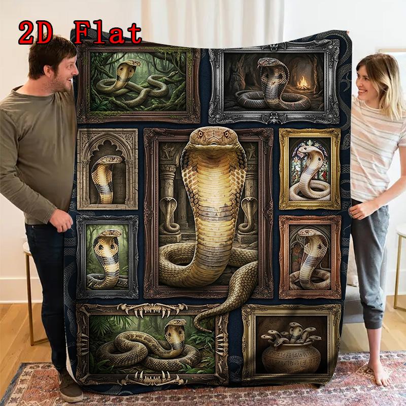 Snakes Ornate Frames 2D Flat Pattern Flannel Blanket, High quality All Seasons, Home Decor, Warmth and Comfort, Perfect for Christmas Gifts.