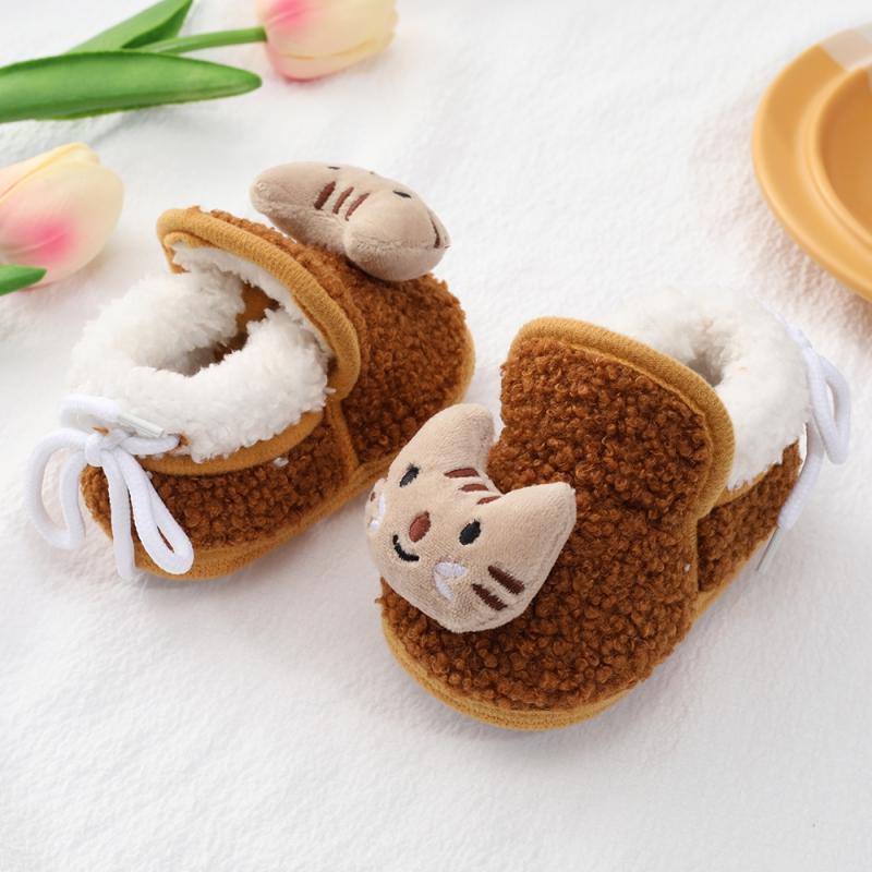 Baby Boots Fluffy Shoes Infant Boys Girls Cartoon Warm Indoor Shoes Toddler Cozy First Walker Crib Shoes 0-18M