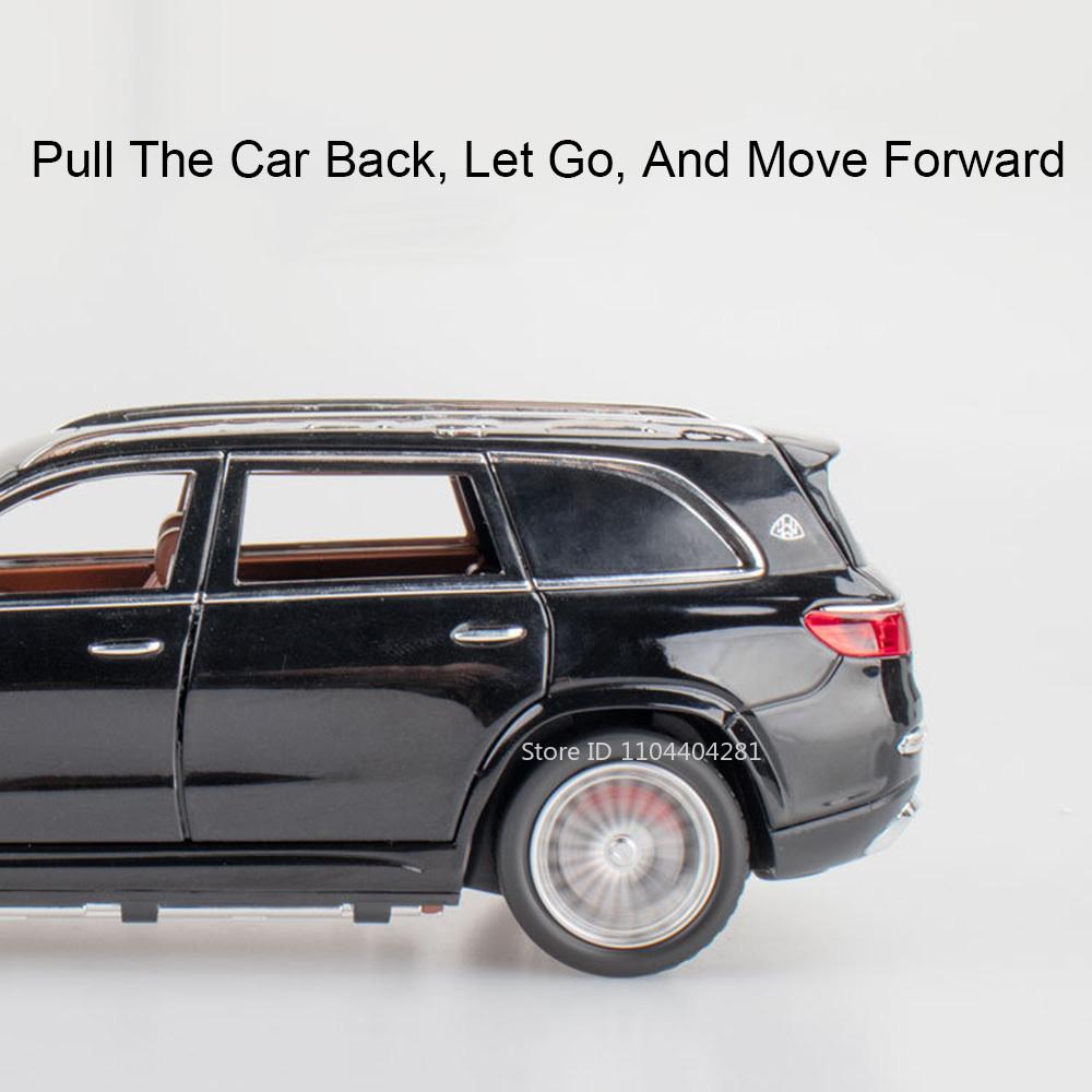 1:24 GLS600 S680 Model Diecast Alloy Toy Car Sound Light Pull Back Front Wheel Steering Door Opened Vehice Children Holiday Gift