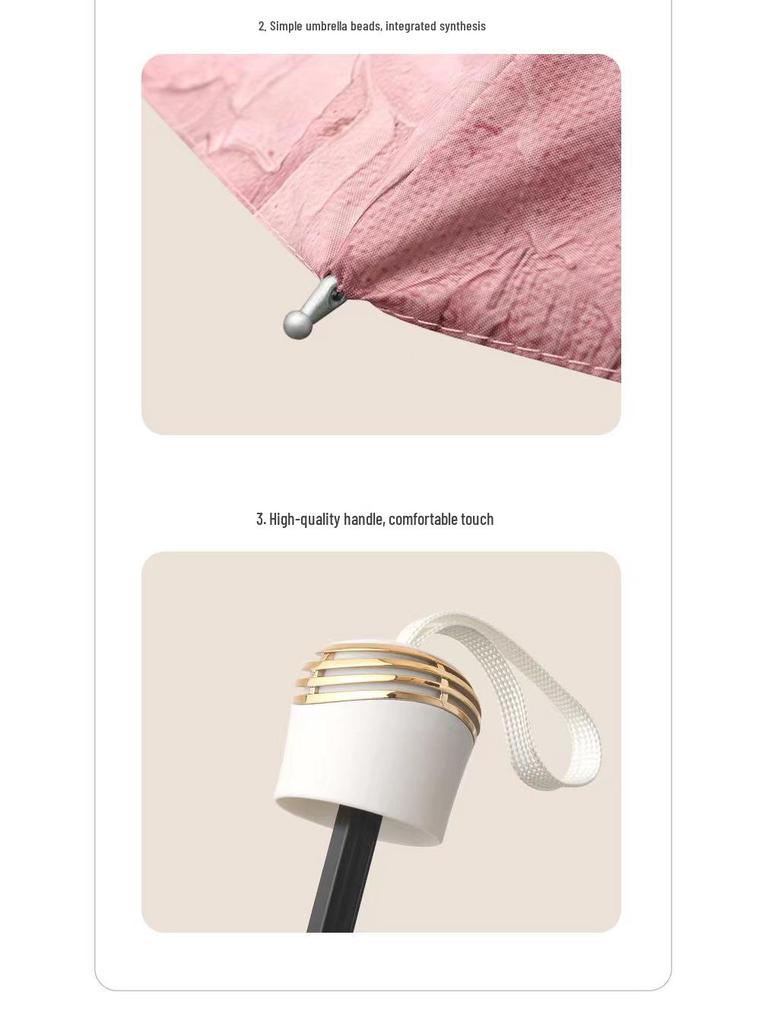 Dual-Use Three-Fold Black Glue UV Protection Oil Painting Umbrella
