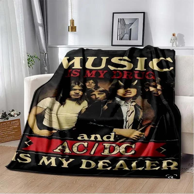 ACDC Pattern Throw Blanket Light Weight Blanket for Living Room Bedroom Kidsroom Warm Blanket Christmas Gift