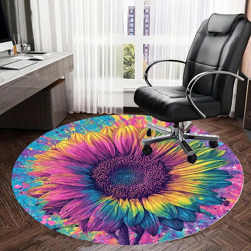 1pc Office Carpet Chair Mats Colorful Sunflower Artwork Perfect for Decorating Office Chairs, Living Rooms, Or Bedrooms