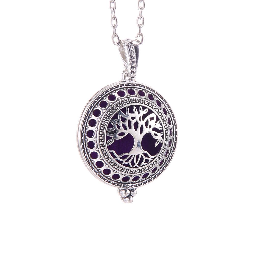 Aromatherapy Necklace Tree of Life Diffuser Jewelry Vintage Open Locket Pendant Essential Oil Perfume Aroma Diffuser Necklace