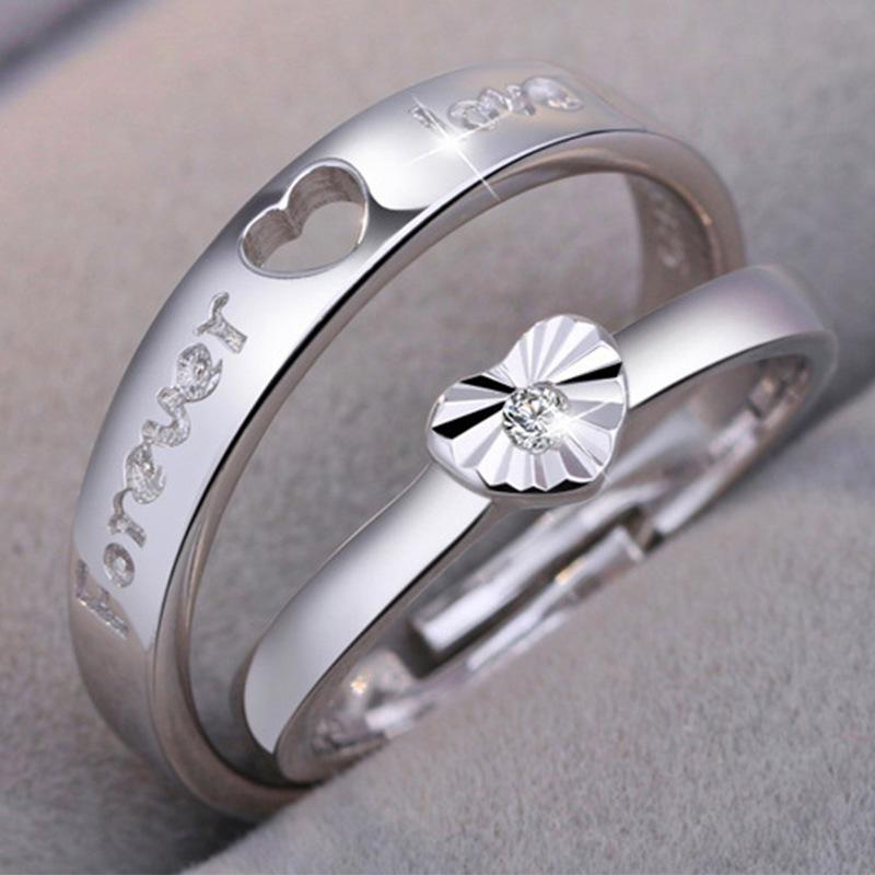 Adjustable Cross Couple Rings: Simulated Diamond Wedding Bands for Men & Women - Simple & Fashionable Design