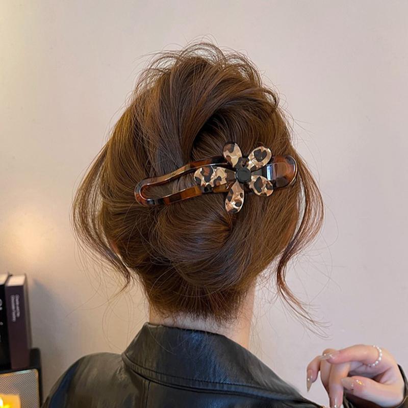 11CM Leopard Print Flower Duckbill Clip for Women Girls Sweet Hair Ornament Back Head Hair Clip Updo Hair Accessories