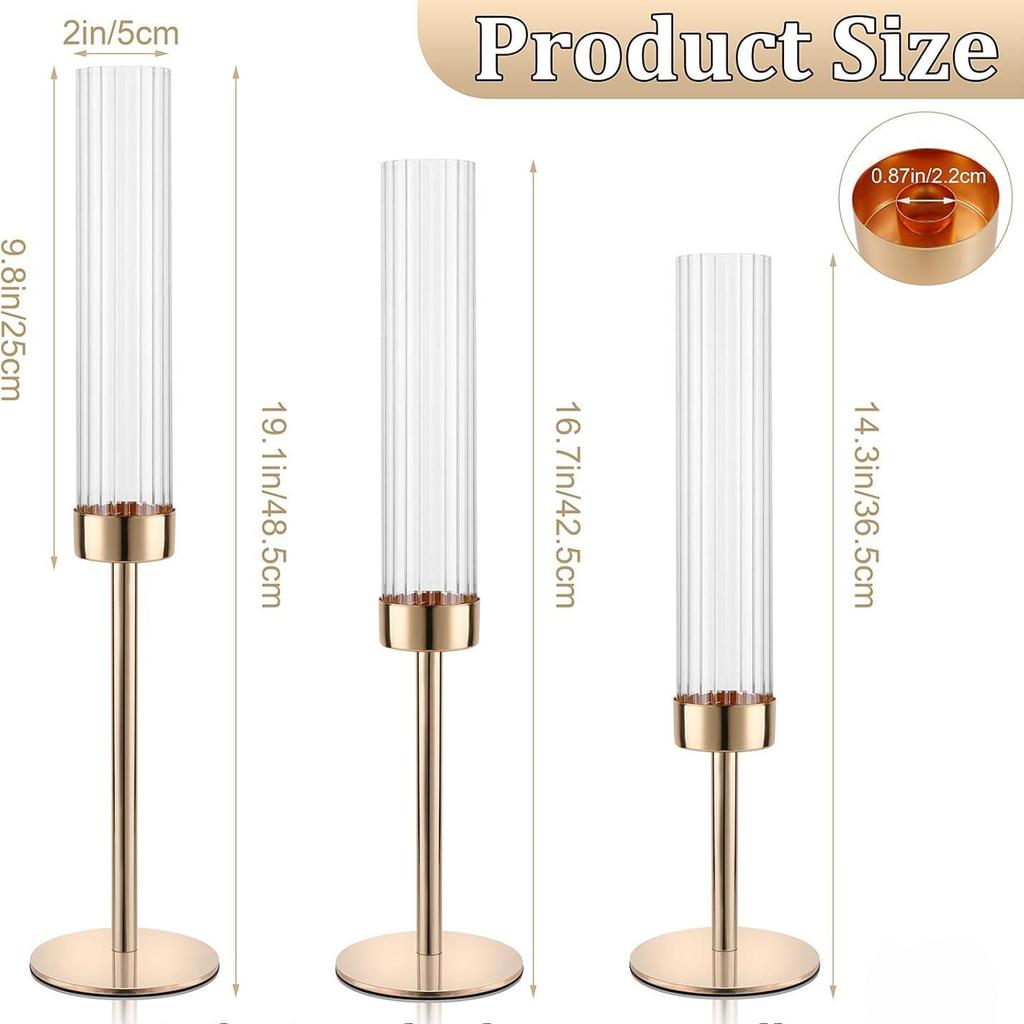 Gold Electroplated Iron Art Candlestick Set – Ideal for Weddings, Birthdays, and Home Decor