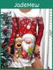 Weihnachtsmann Herbst Lässiges Damenkleid Claus Aufdruck Kleid Damen Rundhals Kurzarmkleid Große Größen