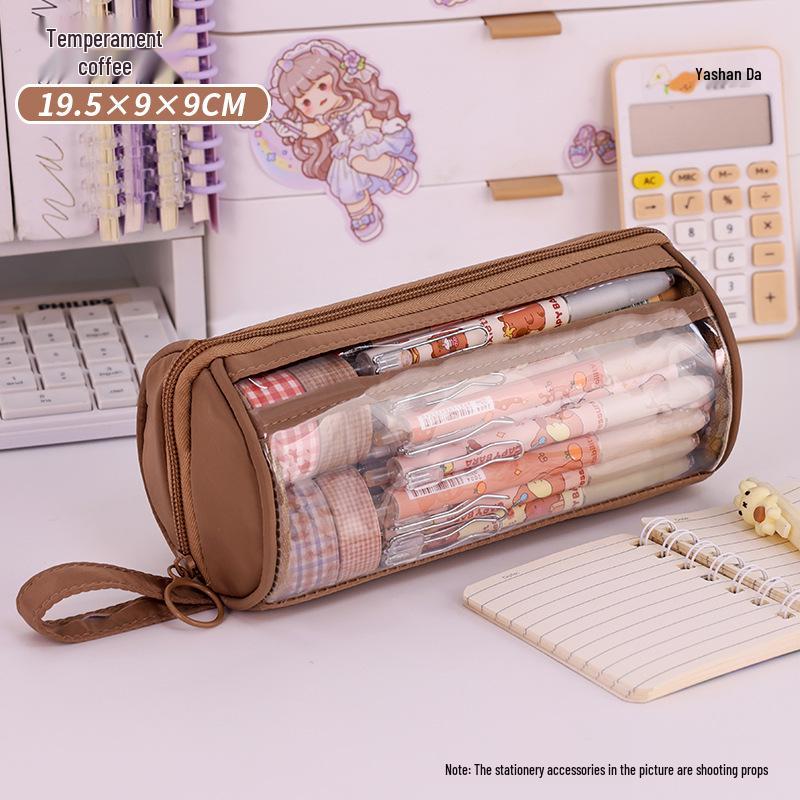 Transparent Cylindrical Pencil Case - Multi-functional, High Capacity for Primary & Secondary Students
