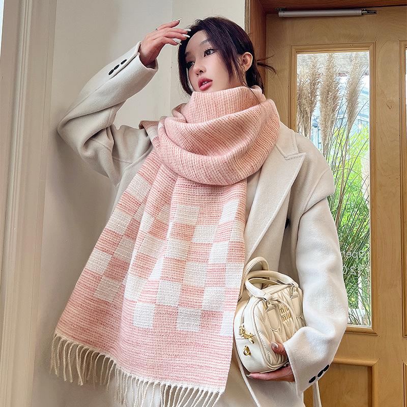 New Simple Imitation Cashmere Scarf for Women Gentle and Comfortable Korean Style Scarf  Small Fragrance Warm and Long Beard Shawl