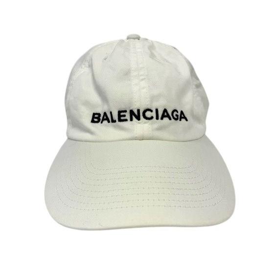 Used Balenciaga BALENCIAGA 452245 352B4 Cap Hat Cotton Logo Embroidery L White White